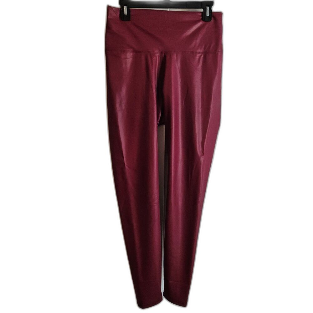 Faux Leather Leggings in Cranberry - Size L
